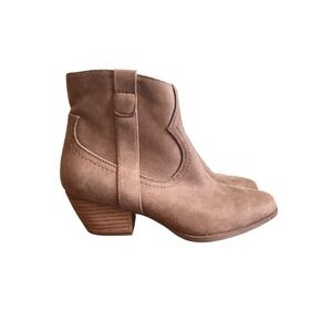 Dolce Vita Perdue Faux Suede Zip Up Comfort Ankle Boots Womens Size 8M Brown